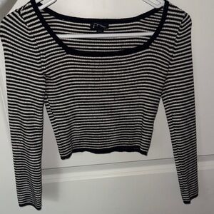 Striped Black and White Long Sleeve Top